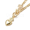 Heart & Rose Brass Pendant Necklace 304 Stainless Steel Chains for Women NJEW-JN04088-1