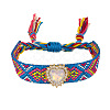 Adjustable Heart Cotton & Alloy Rhinestone Slider Bracelets FS-WGF98DD-02-1