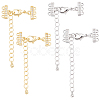 4Pcs 2 Colors Brass Micro Pave Clear Cubic Zirconia Ends with Chains FIND-BBC0005-22A-7