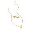 Butterfly Acrylic Rhinestone with Iron Pendant Necklaces & Stud Earrings Sets for Women WGFFCAF-01-3