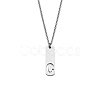 304 Stainless Steel Rectangle with Laser Cut Initial Pendant Necklaces FS-WG71FEF-07-1