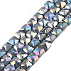 Electroplate Opaque Solid Color Glass Beads Strands EGLA-N002-43-4