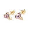 Rack Plating Brass Cubic Zirconia Stud Earrings Findings MAK-I684-10G-RS-2