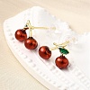 Cherry Brass Enamel Stud Earrings EJEW-U061-01G-2