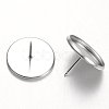 Tarnish Resistant Flat Round 304 Stainless Steel Stud Earring Settings STAS-M227-16mm-2