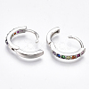 Brass Micro Pave Cubic Zirconia Huggie Hoop Earrings EJEW-S201-40P-3
