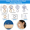 12Pcs 2 Color Brass Pave Clear Cubic Zirconia Cone Stud Earring Findings DIY-CN0002-78-2