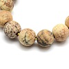 Frosted Natural Picture Jasper Round Bead Strands G-M064-8mm-05-2