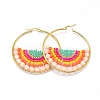 304 Stainless Steel Hoop Earrings EJEW-O090-C03-2