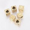 304 Stainless Steel Large Hole Letter European Beads X-STAS-H428-01G-G-1