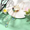 Chakra Natural & Synthetic Gemstone Beaded Wrapped Brass Moon Hanging Suncatchers HJEW-TA00287-2