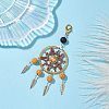 Woven Web/Net with Feather Glass Seed Beads Pendant Decorations HJEW-MZ00074-01-2
