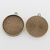Flat Round Alloy Pendant Cabochon Settings X-PALLOY-N0088-36AB-NF-2