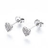 Brass Micro Pave Clear Cubic Zirconia Stud Earrings EJEW-T046-26P-NF-1