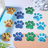 12Pcs 4 Colors Pawprint Polyester & Sequin Cloth Iron on Sew on Patches PATC-TA0001-63-5