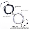 2 Pcs Synthetic Black Stone & Howlite Couple Bracelets with Heart Magnetic Attraction EH4505-2-1