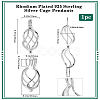 1Pc Rhodium Plated 925 Sterling Silver Cage Pendants STER-BBC0007-18A-2