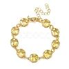 Square Brass Pave Cubic Zirconia Link Chain Bracelets for Women BJEW-P385-08G-01-1