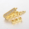 Rectangle Brass Micro Pave Cubic Zirconia Twister Clasps ZIRC-O018-08G-RS-2