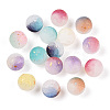 Frosted Baking Paint Crackle Glass Beads with Glitter Powder X-DGLA-T004-01A-1