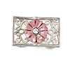 Brass Crystal Rhinestone Rectangle with Flower Multi-Strands Links KK-P306-18P-2