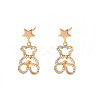 Brass Micro Pave Clear Cubic Zirconia Stud Earring Findings KK-S356-620G-NF-1
