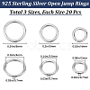 Beebeecraft 60Pcs 3 Styles 925 Sterling Silver Open Jump Rings STER-BBC0006-20-2