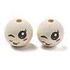 Printed Schima Wood European Beads WOOD-G023-14B-1