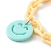 Opaque Acrylic Smiling Face Charm Bracelets BJEW-JB06258-3