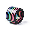 Resin Stripe Pattern Wide Band Finger Ring for Women RJEW-T022-009-4