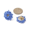 Glass Seed Braided Beaded Flower Stud Earrings EJEW-MZ00072-02-3