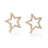 Brass Micro Pave Clear Cubic Zirconia Star Stud Earring Findings KK-T071-21G-1