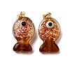 Handmade Dichroic Foil Lampwork Pendants X2-DICH-G001-01G-02-1