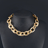 1Pc Zinc Alloy Twisted Double Ring Cable Chain Necklaces for Women NJEW-SP0001-12KCG-4