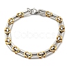 Ion Plating(IP) Two Tone 201 Stainless Steel Oval Link Chain Bracelet BJEW-B078-04GP-1
