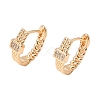 Brass Micro Pave Cubic Zirconia Hoop Earrings KK-CBAD29A-02G-4