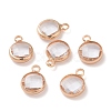 Golden Tone Brass Glass Flat Round Charms GLAA-M003-A-21G-1