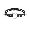 Spiked Rivet Alloy Heart Link PU Leather Choker Necklaces for Women FS-WGC3189-01-5