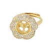 Flower Brass Micro Pave Cubic Zirconia Adjustable Ring Settings KK-K297-03G-2