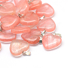 Heart Cherry Quartz Glass Pendants G-Q438-09-1