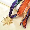 304 Stainless Steel Sun Pendant Adjustable Polyester Ribbon Necklaces for Women NJEW-F349-02G-1
