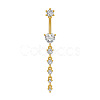 304 Stainless Steel Pave Clear Cubic Zirconia Curved Barbell Dangle Belly Rings FS-WG7A03F-12-1