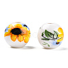 Floral Printed Porcelain Beads PORC-E021-01C-2