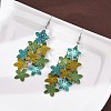 430 Stainless Steel Flower Dangle Earrings EJEW-A137-07P-03-3