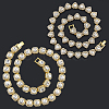 2Pcs 2 Styles Zinc Alloy Pave Square/Heart Clear Glass Tennis Necklaces for Womem NJEW-SP0001-08G-5