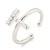 Rack Plating Brass Open Cuff Rings for Women RJEW-F162-01P-T-1
