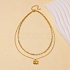 304 Stainless Steel Bowknot Pendant Necklaces NJEW-L182-001G-07-4