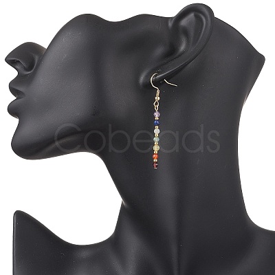 Natural Mixed Stone Round Dangle Earrings EJEW-JE06667-01-1