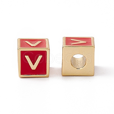 Rack Plating Brass Enamel Beads KK-B060-04G-03V-1