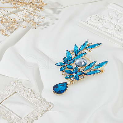 1Pc Alloy Rhinestone Brooches JEWB-LP0002-08G-1